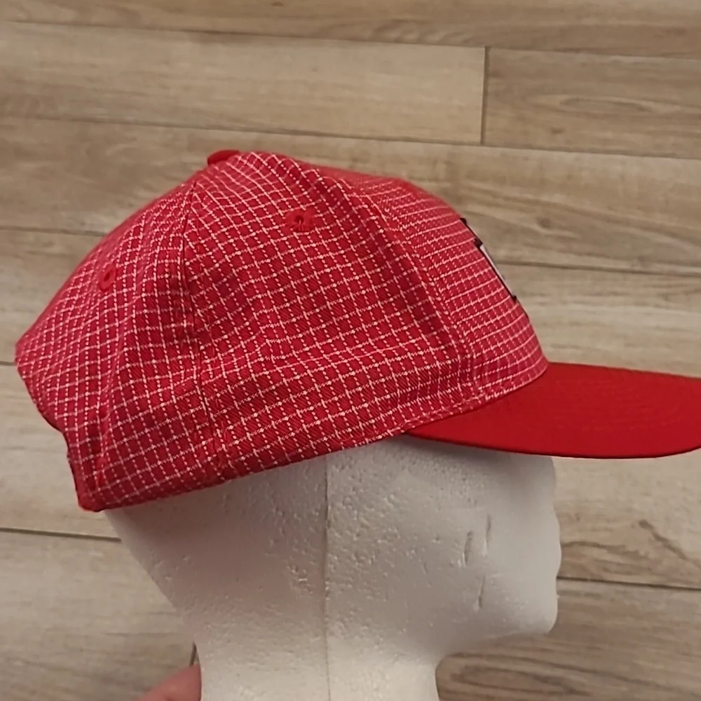 KANSAS CITY CHIEFS Red Grid LOGO7 NFL Superbowl Champs Snapback Cap Hat VTG RARE